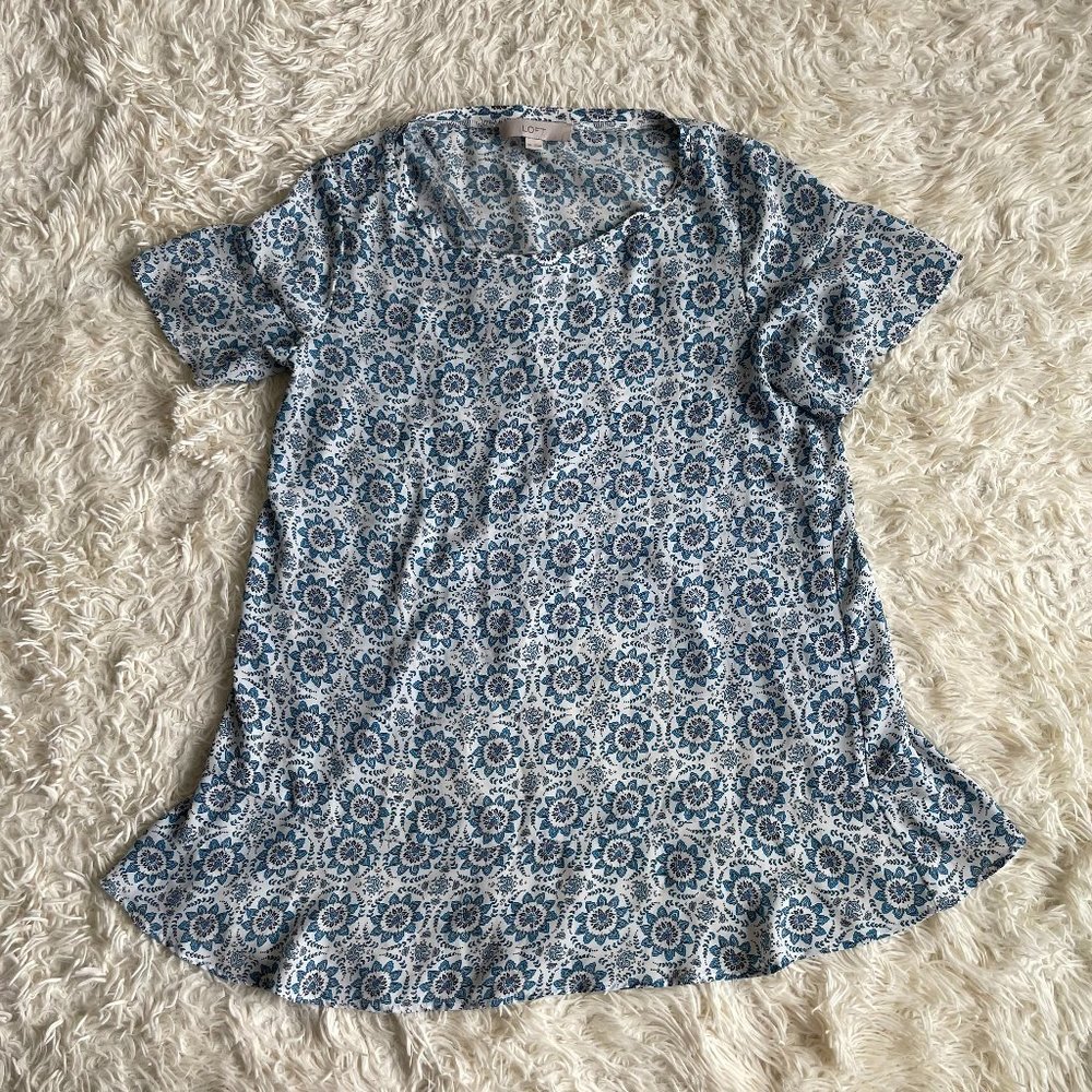 LOFT Silky Long Blouse with Angled Baack